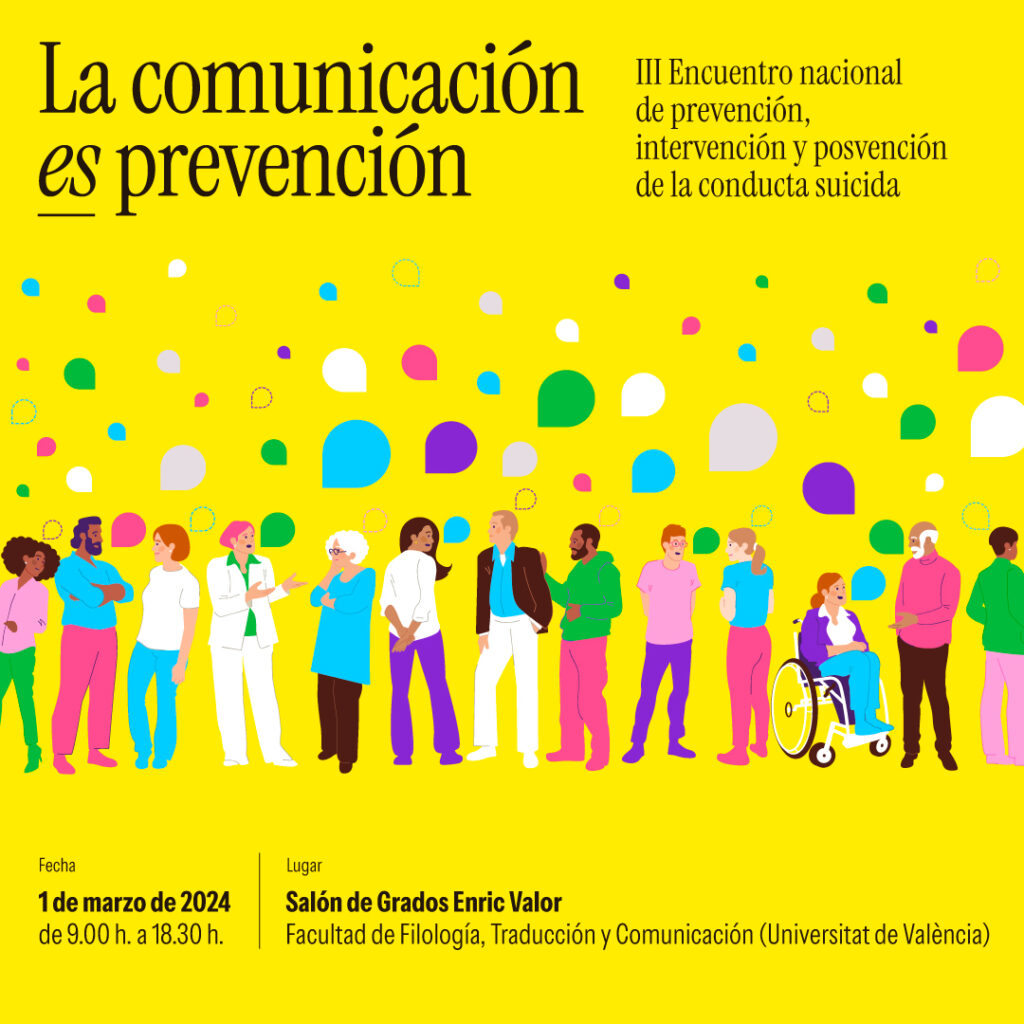 Cartel La comunicación es prevención III Encuentro de prevención del suicidio en Valencia