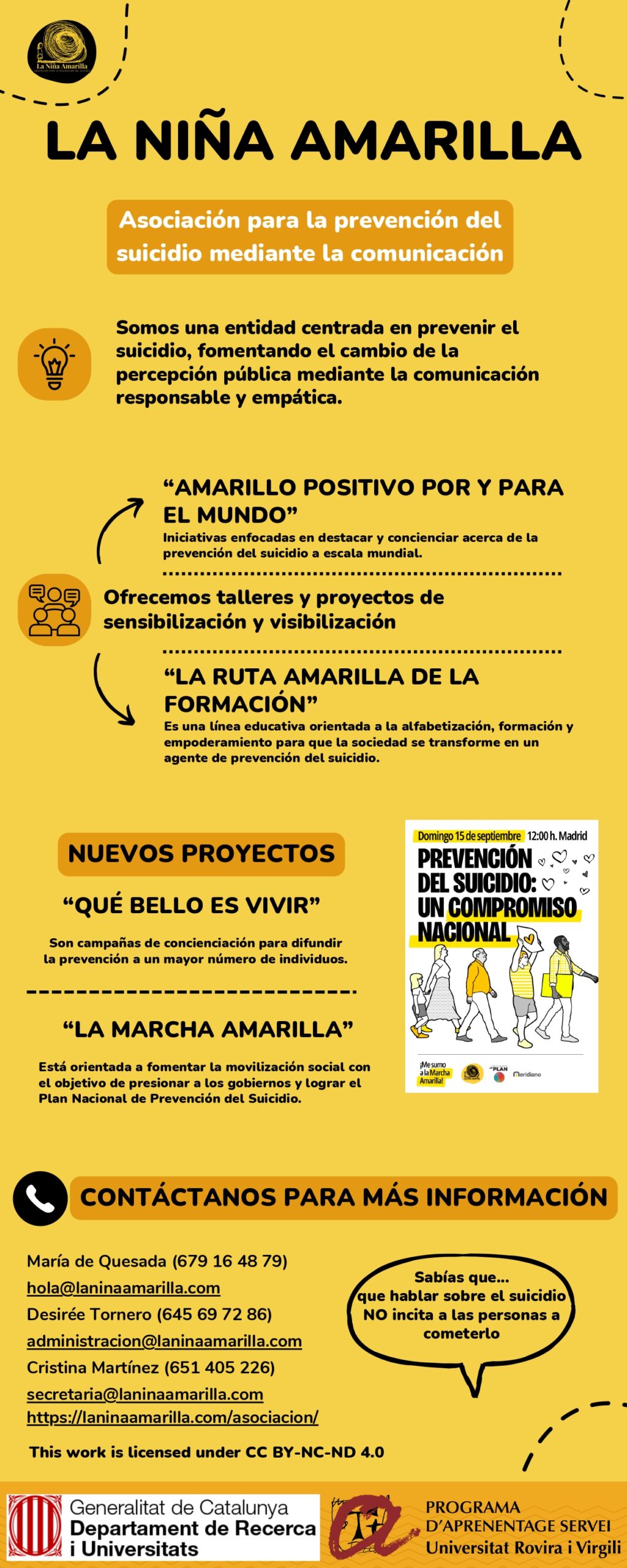 Infografía Grupo Niña Amarilla 1, Formación digital y social para la prevención del suicidio APS URV